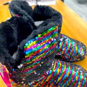 Betsey Johnson Rainbow Flip Sequined Bootie Slippers Medium 7-8 New With Tags